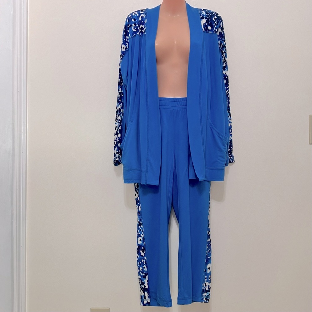 NWOT Isaac Mizrahi Live Soho Baby French Terry Open Front Cardigan Cruise Resort - Picture 9 of 12